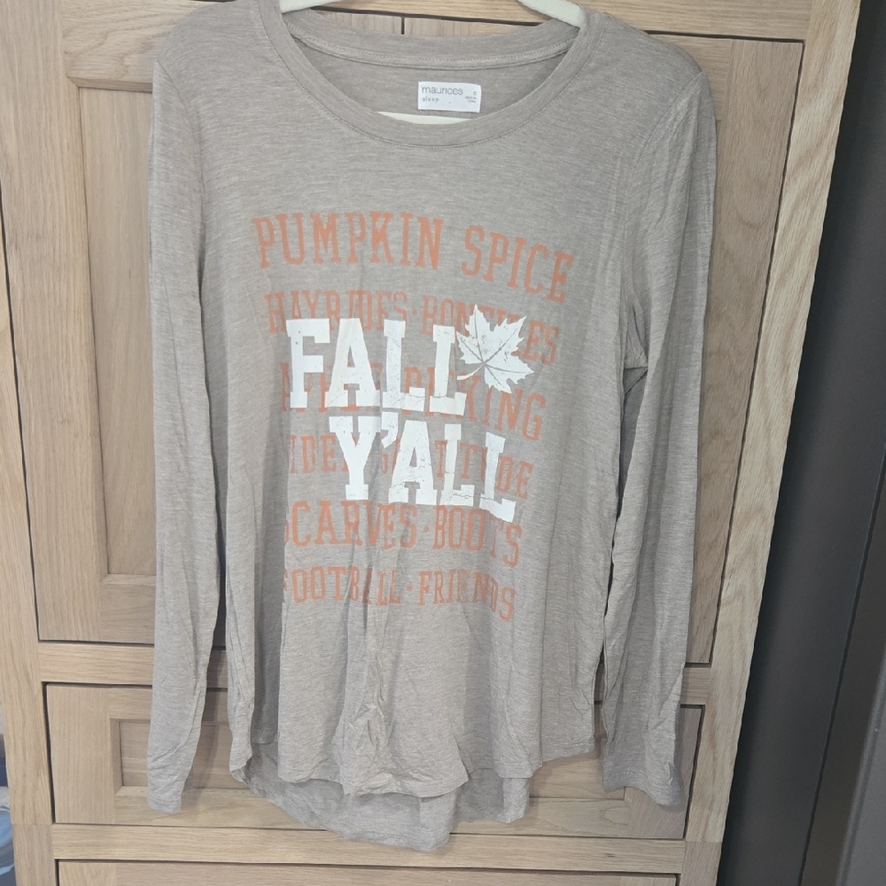Maurices Beige Fall Y'all Long Sleeve Sleep Set